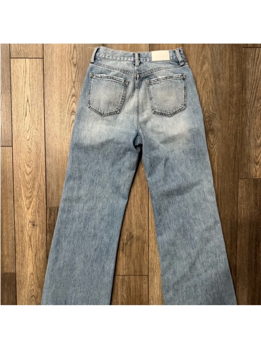Pistola Women’s Vintage-Inspired Light Blue Distressed Wide Leg Jeans Size 26